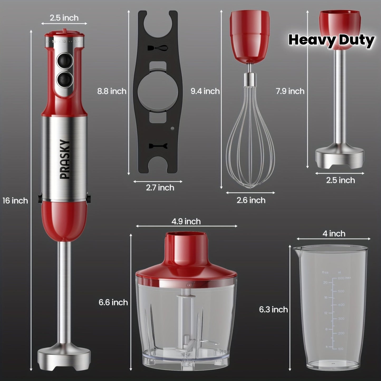 5-in-1 Handheld Stick Blender Immersion Mixer Whisk Chopper Kitchen Set