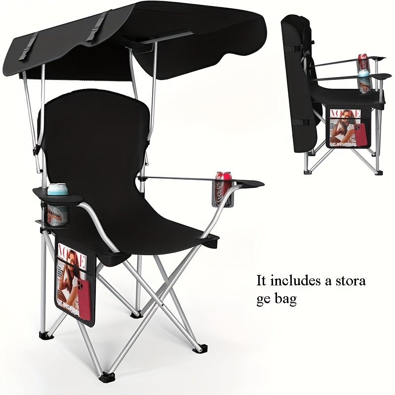 Portable Camping Chair with Canopy Folding Outdoor Chair Beach Fishing