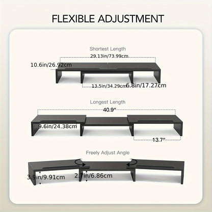 Dual Monitor Stand Riser Adjustable Desktop Organizer for PC Laptop Printer