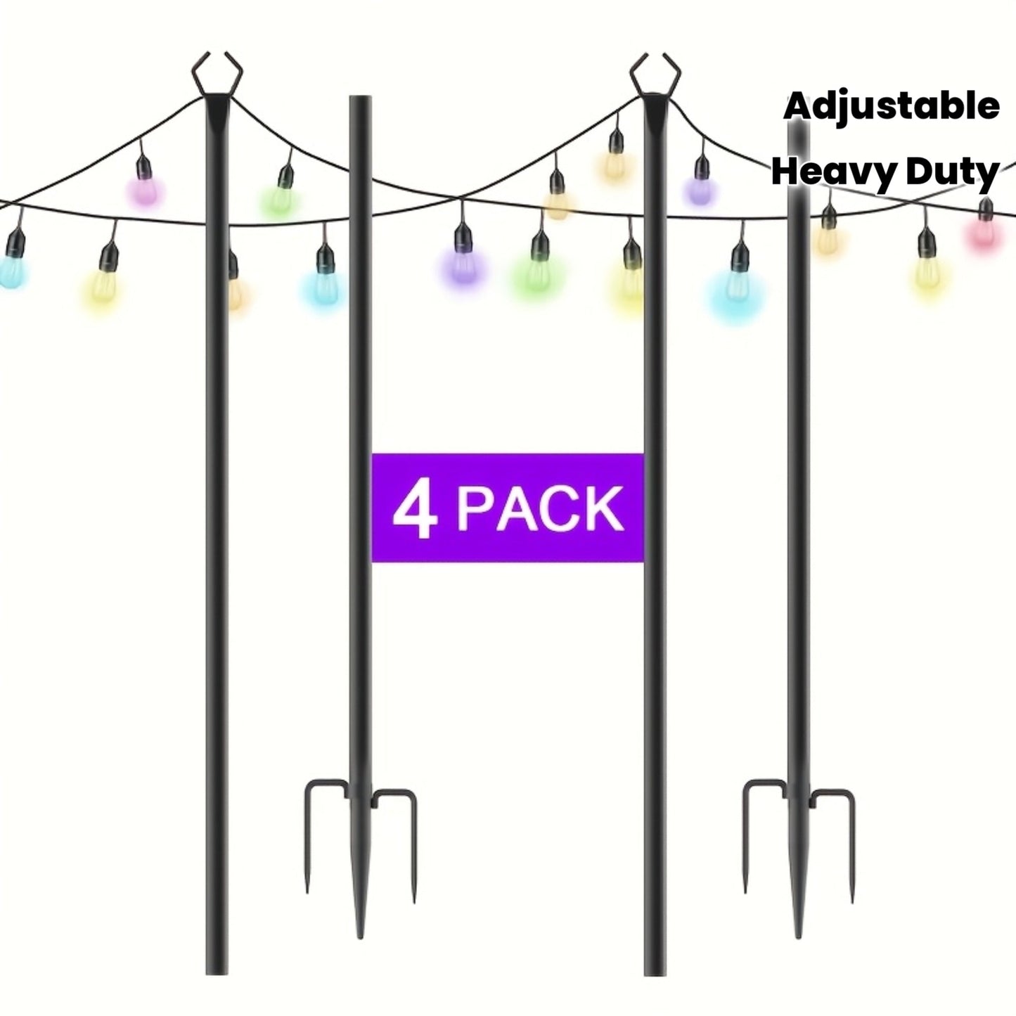 2/4/6 Pack 8.9FT String Light Poles Heavy Duty Outdoor Patio Garden