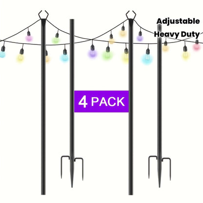 2/4/6 Pack 8.9FT String Light Poles Heavy Duty Outdoor Patio Garden
