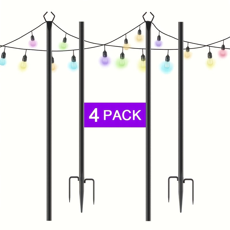 2/4/6 Pack 8.9FT String Light Poles Heavy Duty Outdoor Patio Garden