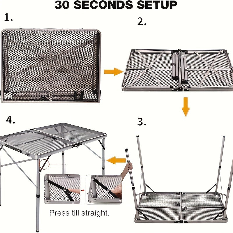 3FT Folding Camping Table Aluminum Portable Adjustable Picnic Table Black