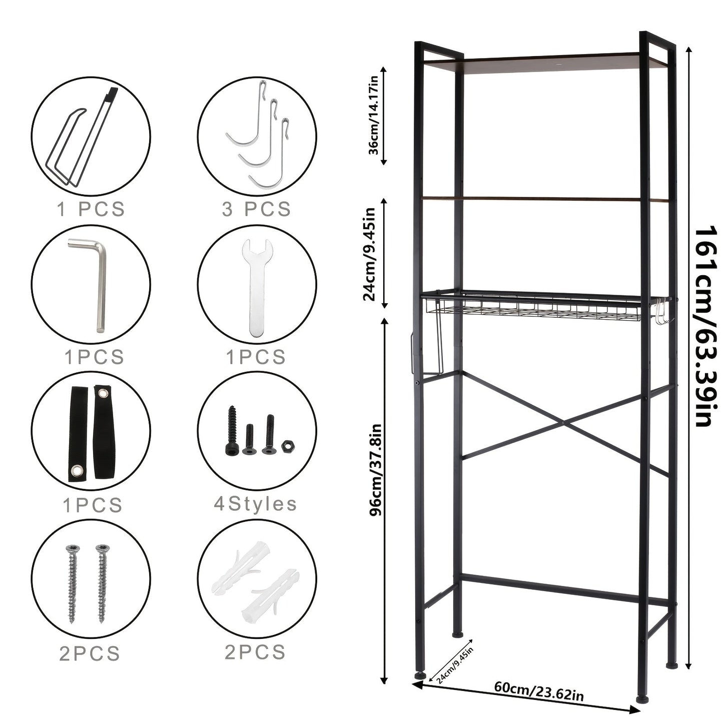 4/5-Tier Over-The-Toilet Storage Rack – Maximize Your Bathroom Space