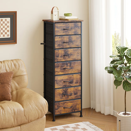 Tall Dresser Storage Organizer 6/7 Drawers Bedroom Chest Fabric Storage Tower
