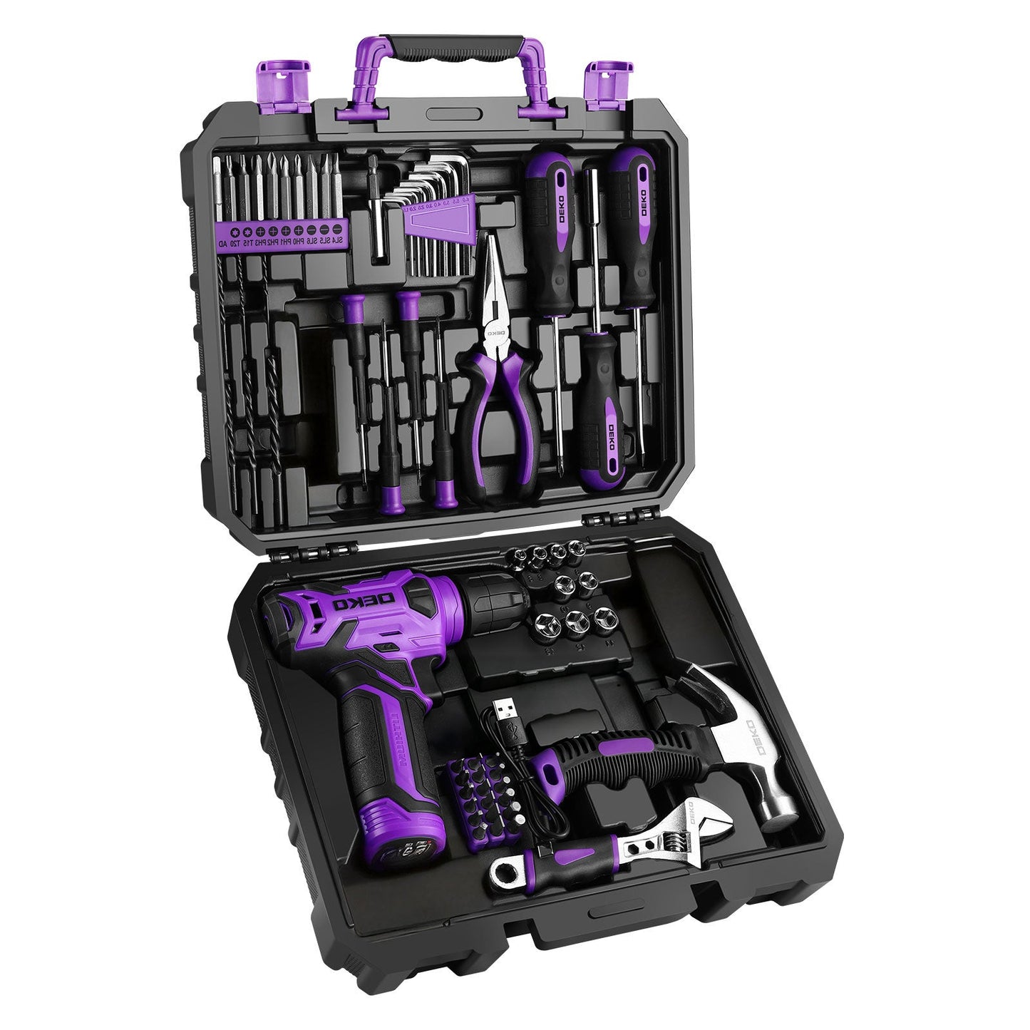 119 PCS Power Tool Set 8V/12V Cordless Drill Driver Hand Tool Kit Home DIY Repair