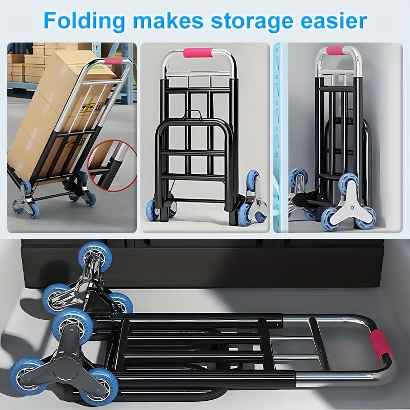 Heavy Duty Folding Hand Truck Stair Climbing Cart Portable Dolly Adjustable Handle