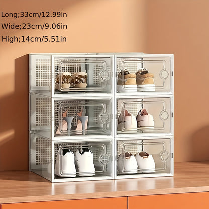 6/12/24PCS Clear Shoe Storage Boxes Stackable Foldable Sneaker Organizer Bin