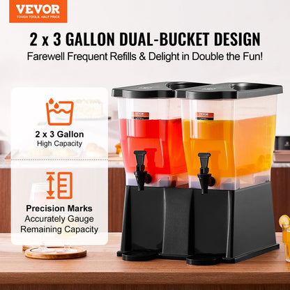 3 Gallon Beverage Dispenser w/ Stand Spigot Lid for Juice Tea Water Parties