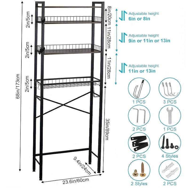 4/5-Tier Over-The-Toilet Storage Rack – Maximize Your Bathroom Space