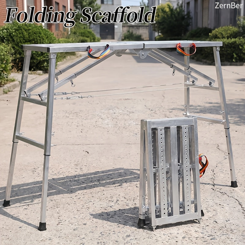 Adjustable Folding Scaffold Platform 1300LBS Portable Steel Work Bench Stool