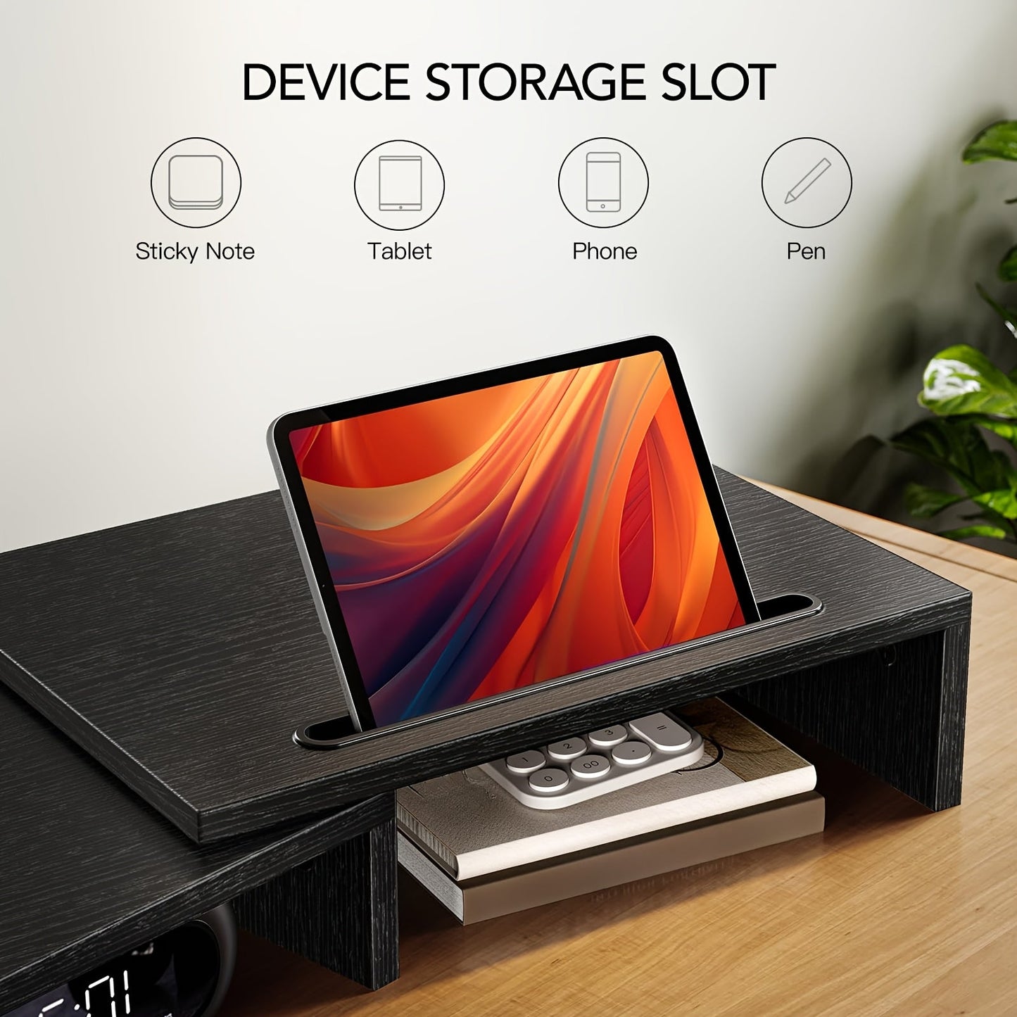 Dual Monitor Stand Riser Adjustable Desktop Organizer for PC Laptop Printer