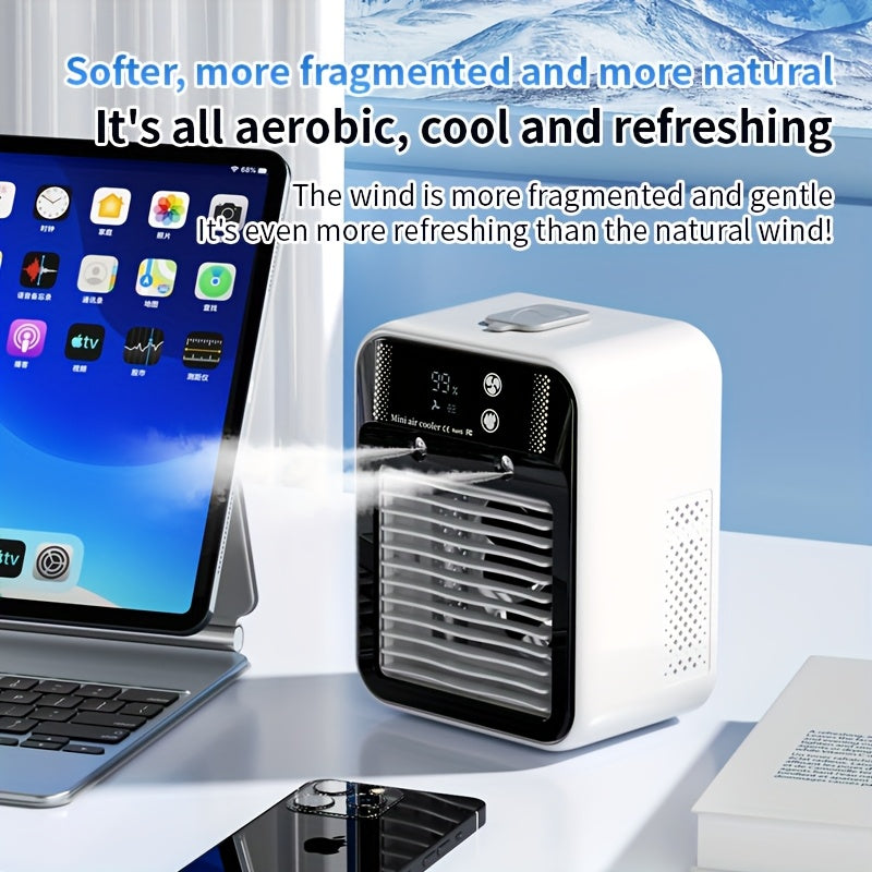 Portable Air Cooler Fan 6000mAh Rechargeable USB-C Personal Cooling Fan