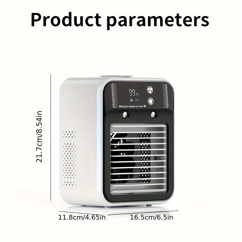 Portable Air Cooler Fan 6000mAh Rechargeable USB-C Personal Cooling Fan