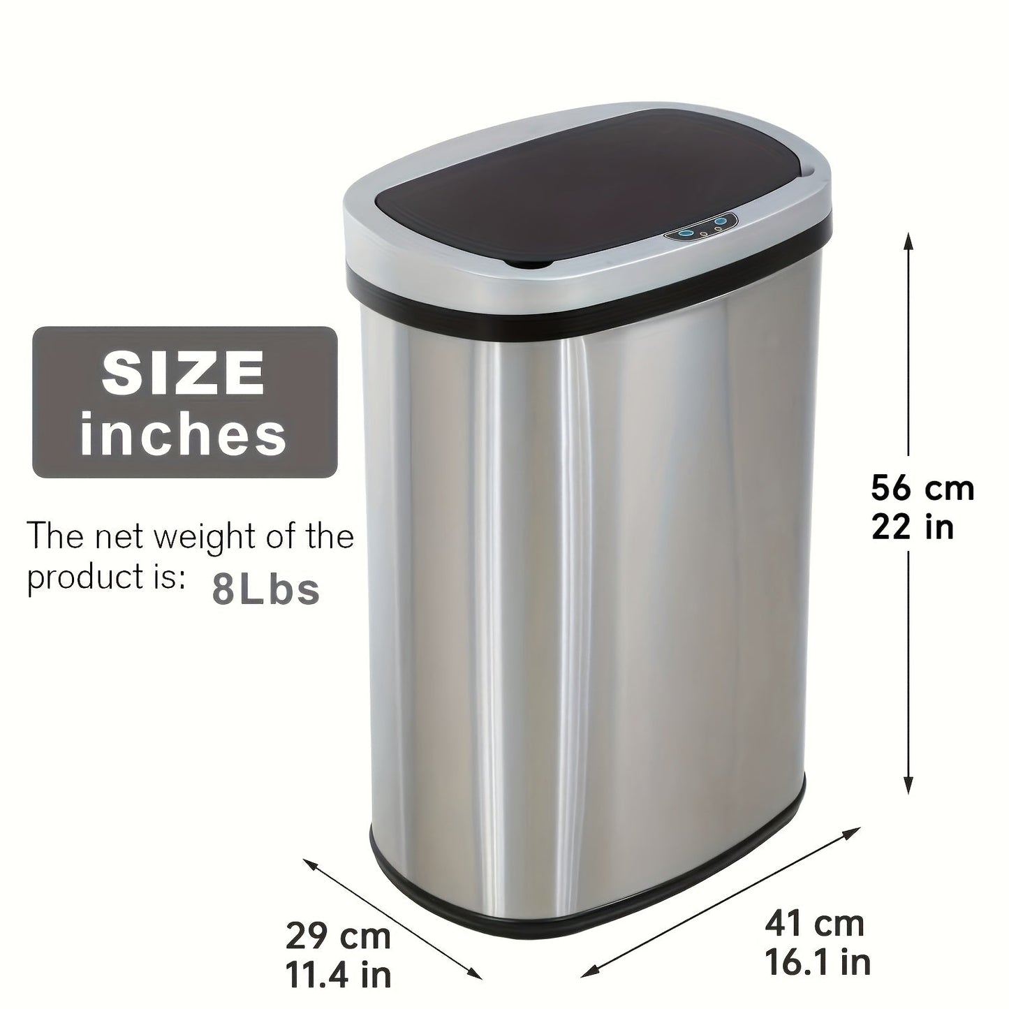 13 Gallon 50L Automatic Trash Can Touchless Motion Sensor Kitchen Garbage Bin