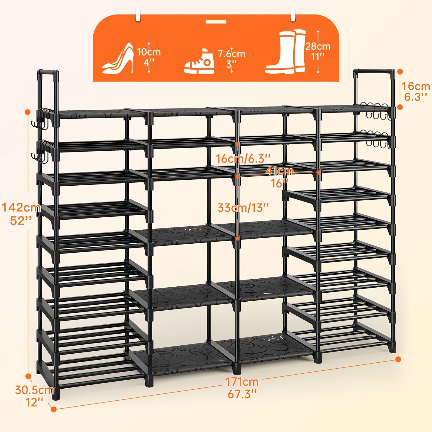 Stackable Shoe Rack Bookshelf Storage Shelf Freestanding Organizer for Entryway