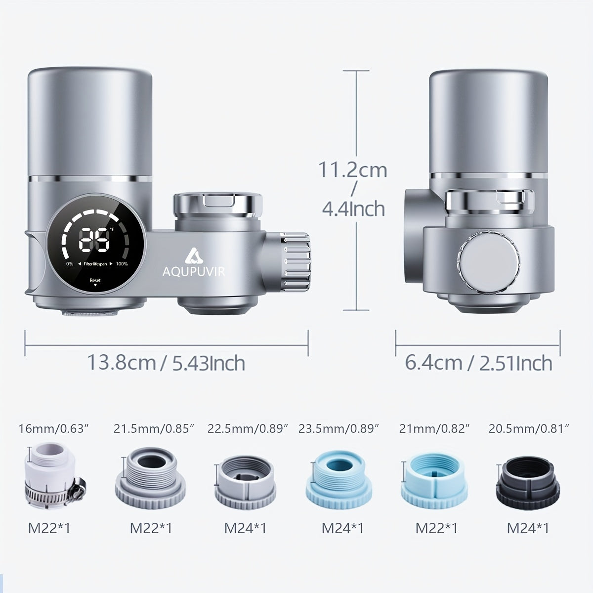 Faucet Mount Water Filter 264 Gallon Tap Filtration System w/ Temperature Display