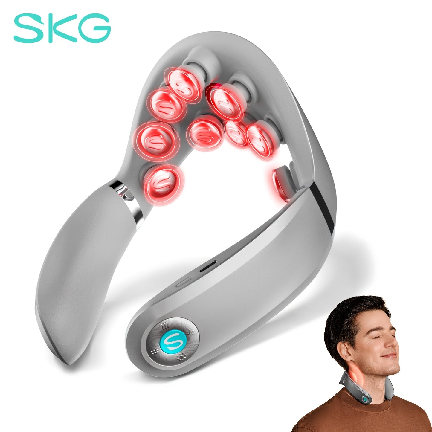 Neck Massager with Heat Cordless Portable Deep Kneading Muscle Relaxer