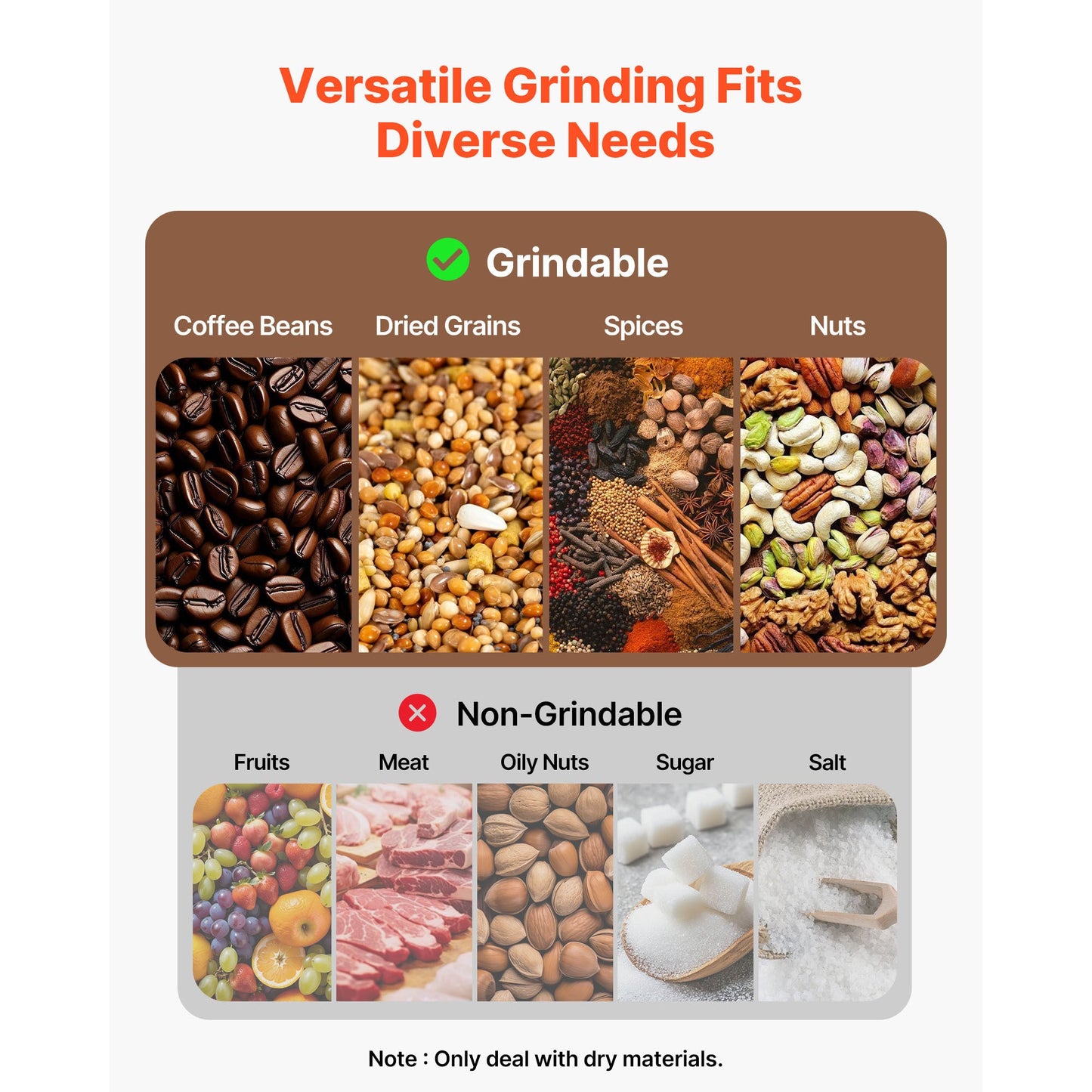 850W Electric Grain Mill Grinder Stainless Steel Spice Coffee Cereal Pulverizer