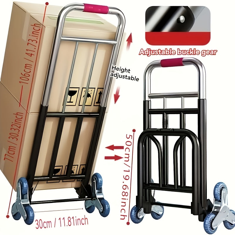 Heavy Duty Folding Hand Truck Stair Climbing Cart Portable Dolly Adjustable Handle