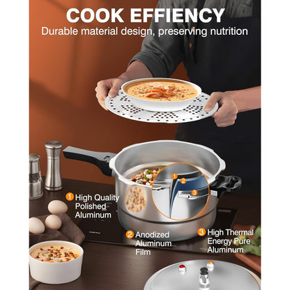 10QT Aluminum Pressure Cooker Canner w/ Rack Gas Induction Compatible