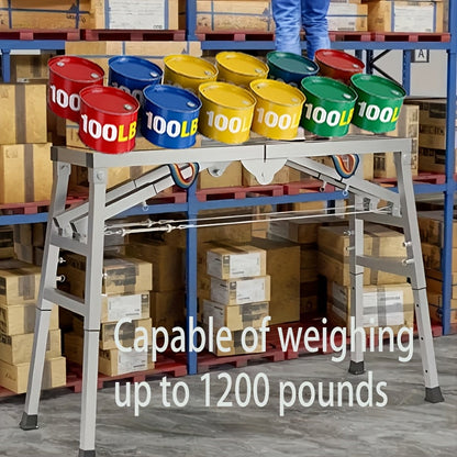 Adjustable Folding Scaffold Platform 1300LBS Portable Steel Work Bench Stool