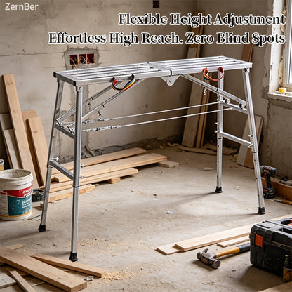 Adjustable Folding Scaffold Platform 1300LBS Portable Steel Work Bench Stool