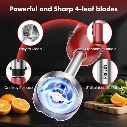 5-in-1 Handheld Stick Blender Immersion Mixer Whisk Chopper Kitchen Set