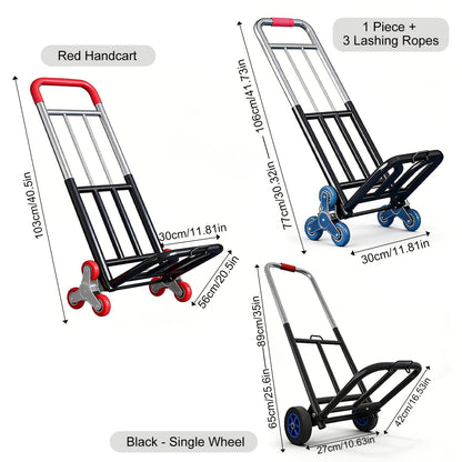 Heavy Duty Folding Hand Truck Stair Climbing Cart Portable Dolly Adjustable Handle