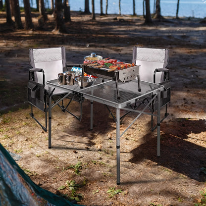3FT Folding Camping Table Aluminum Portable Adjustable Picnic Table Black