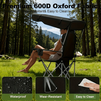 Portable Camping Chair with Canopy Folding Outdoor Chair Beach Fishing