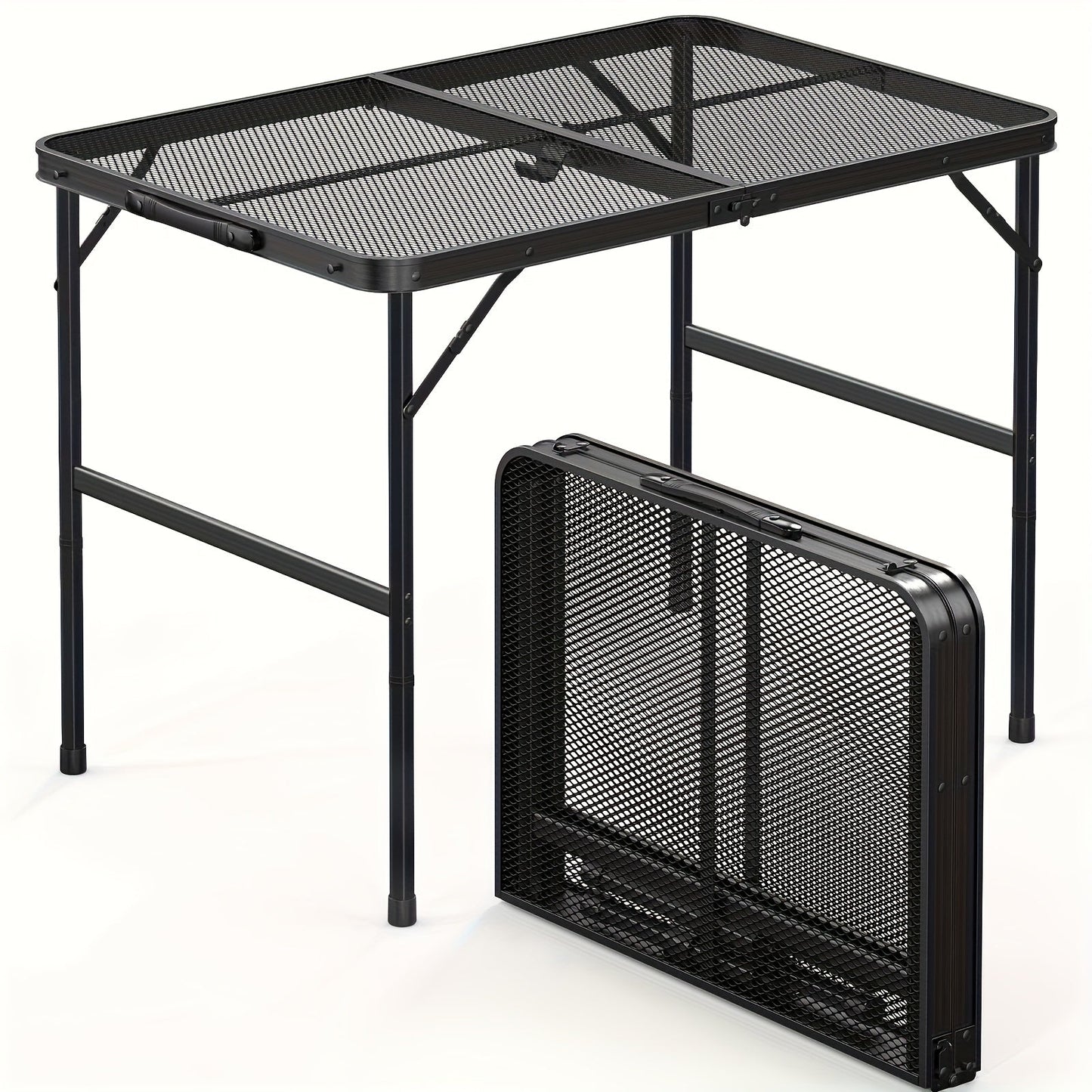 3FT Folding Camping Table Aluminum Portable Adjustable Picnic Table Black