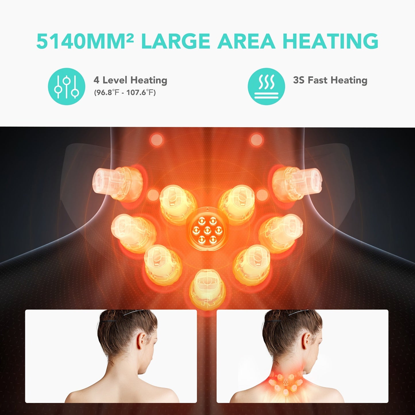 Neck Massager with Heat Cordless Portable Deep Kneading Muscle Relaxer