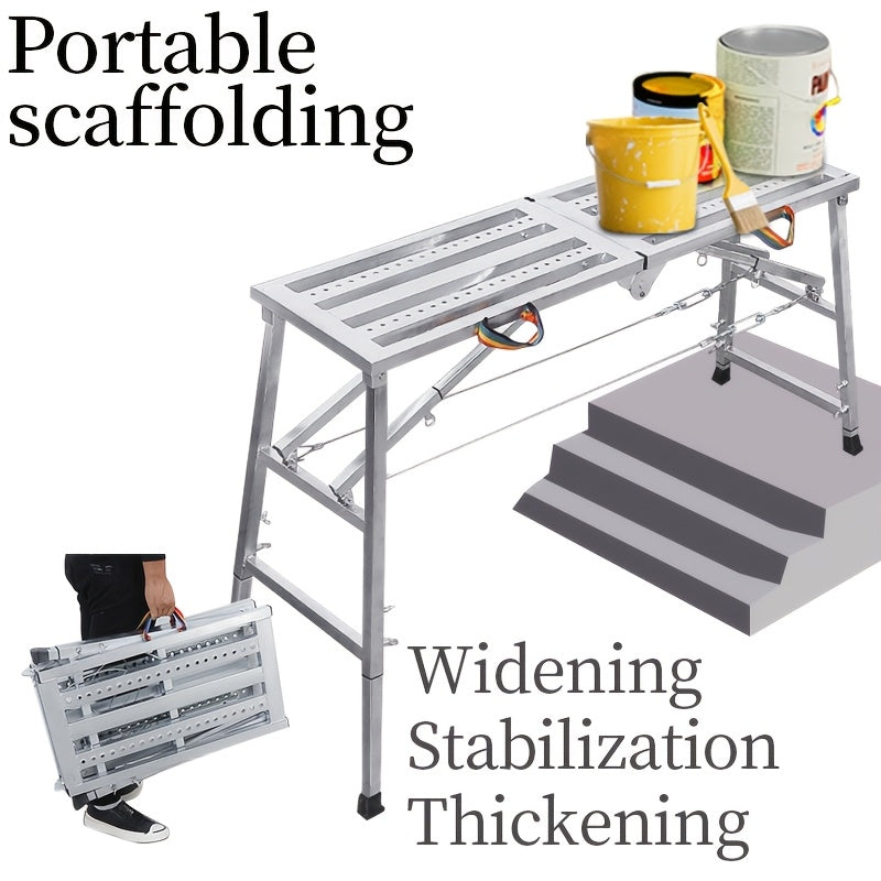 Adjustable Folding Scaffold Platform 1300LBS Portable Steel Work Bench Stool