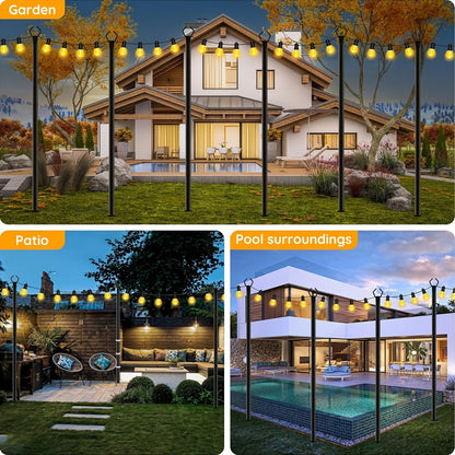 2/4/6 Pack 8.9FT String Light Poles Heavy Duty Outdoor Patio Garden