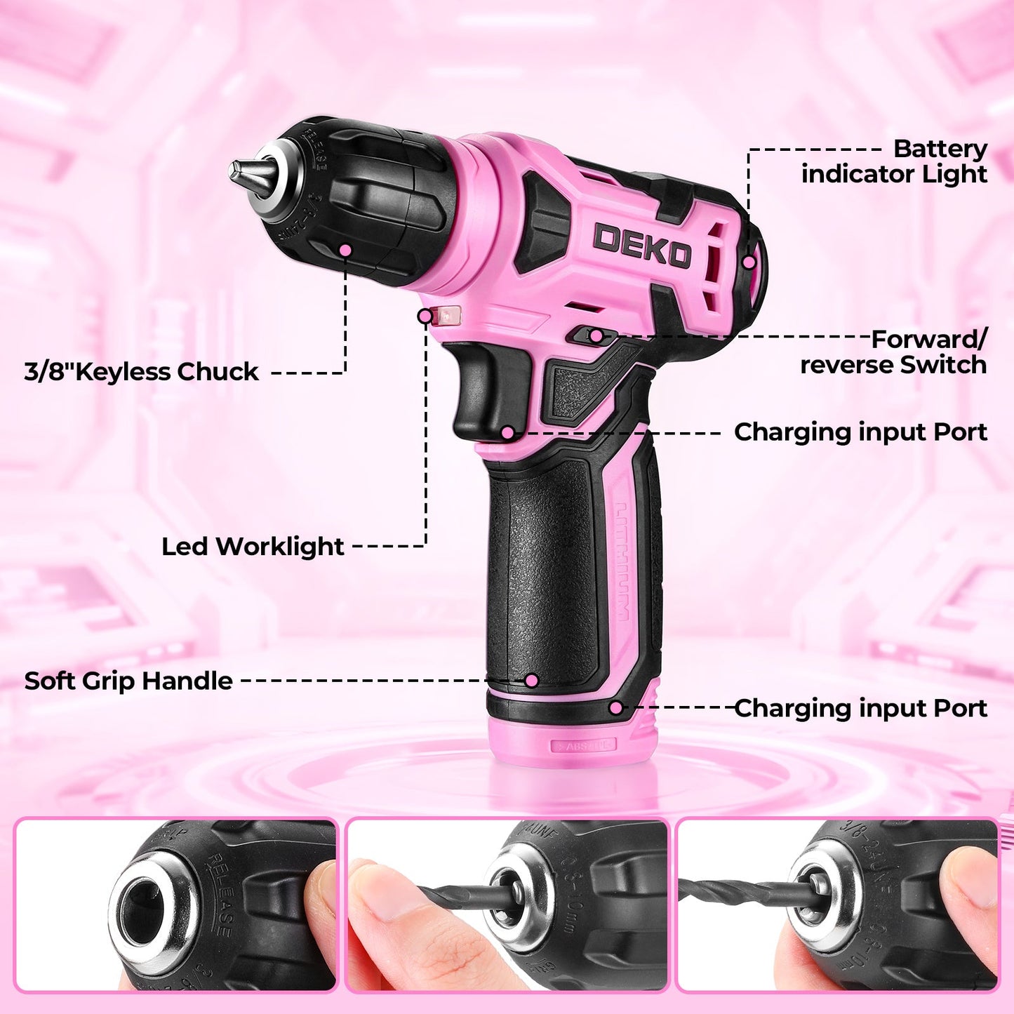 119 PCS Power Tool Set 8V/12V Cordless Drill Driver Hand Tool Kit Home DIY Repair