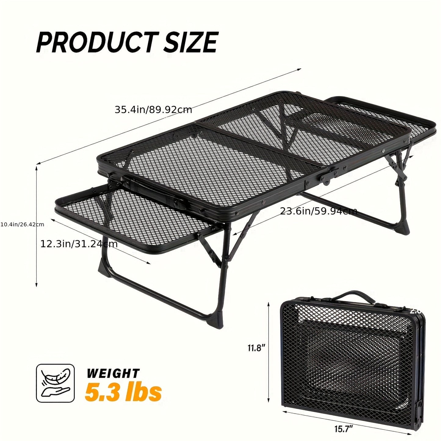 3FT Folding Camping Table Aluminum Portable Adjustable Picnic Table Black
