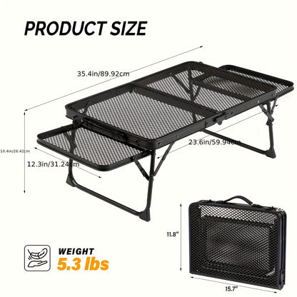 3FT Folding Camping Table Aluminum Portable Adjustable Picnic Table Black