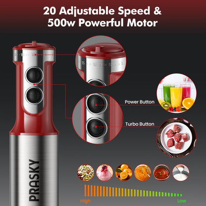 5-in-1 Handheld Stick Blender Immersion Mixer Whisk Chopper Kitchen Set