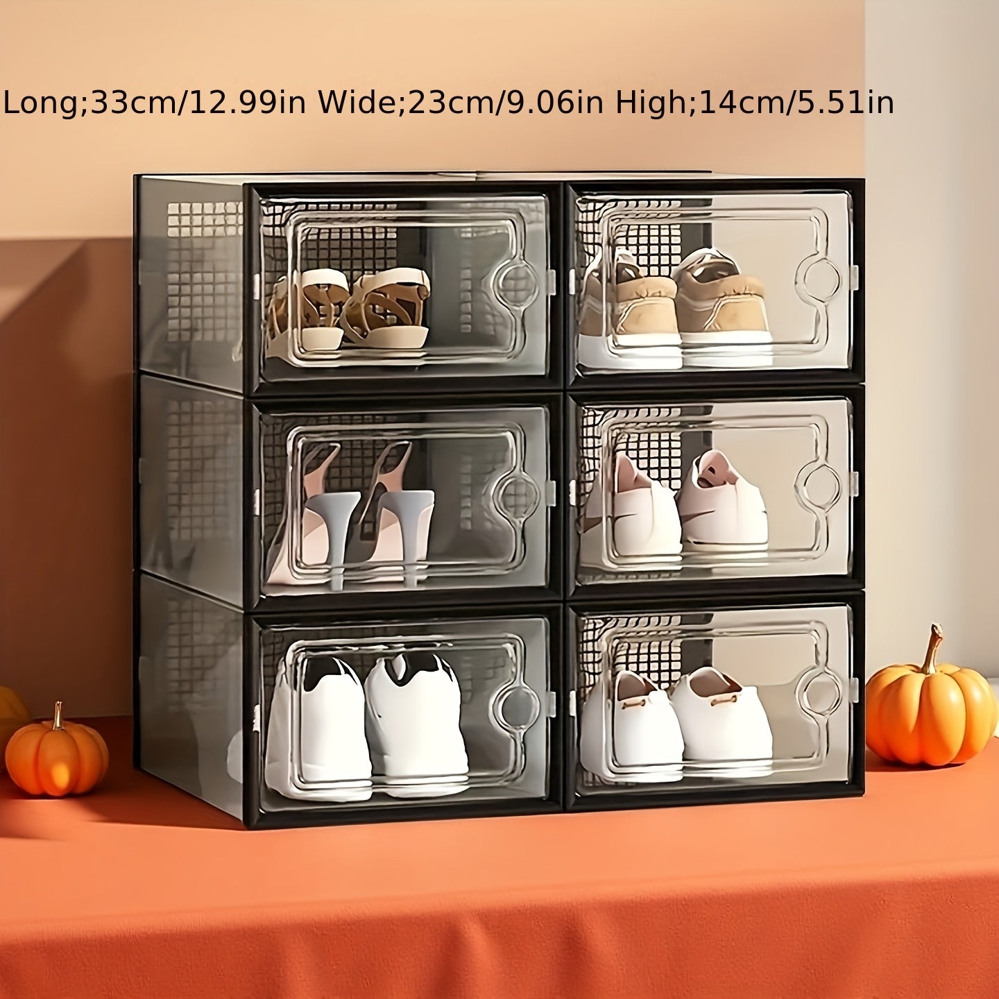 6/12/24PCS Clear Shoe Storage Boxes Stackable Foldable Sneaker Organizer Bin