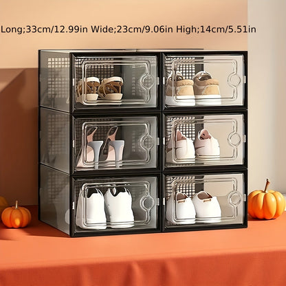 6/12/24PCS Clear Shoe Storage Boxes Stackable Foldable Sneaker Organizer Bin