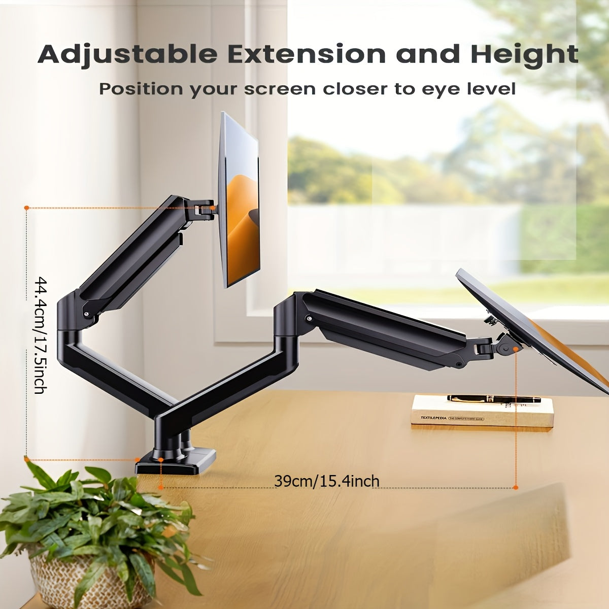 Dual Monitor Stand Riser Adjustable Desktop Organizer for PC Laptop Printer