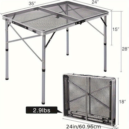 3FT Folding Camping Table Aluminum Portable Adjustable Picnic Table Black