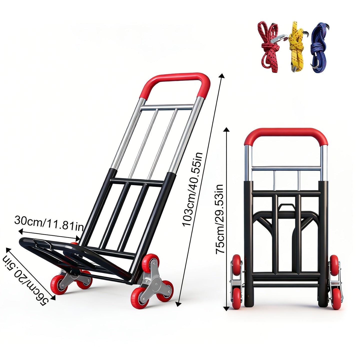 Heavy Duty Folding Hand Truck Stair Climbing Cart Portable Dolly Adjustable Handle