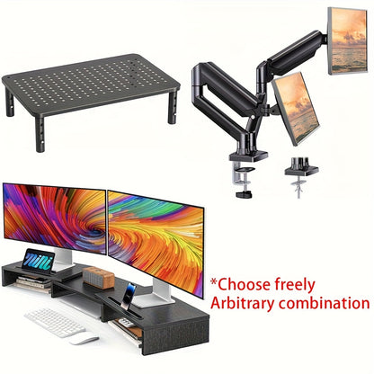 Dual Monitor Stand Riser Adjustable Desktop Organizer for PC Laptop Printer