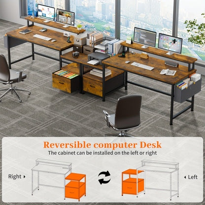 EnHomee 57" Computer Desk w/ Drawers Power Outlets Printer Shelf Home Office