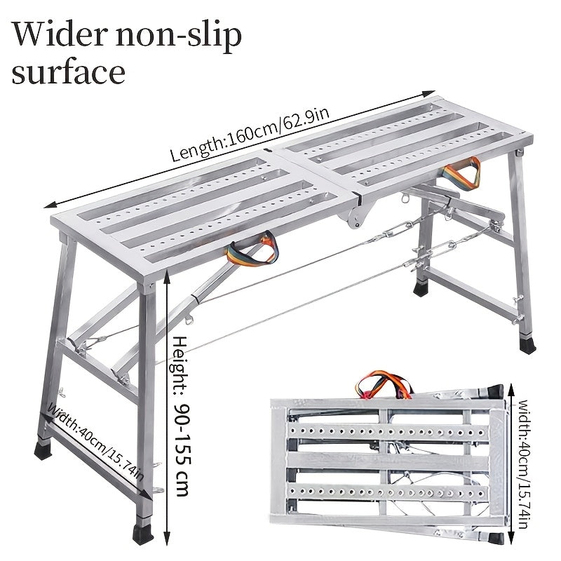 Adjustable Folding Scaffold Platform 1300LBS Portable Steel Work Bench Stool