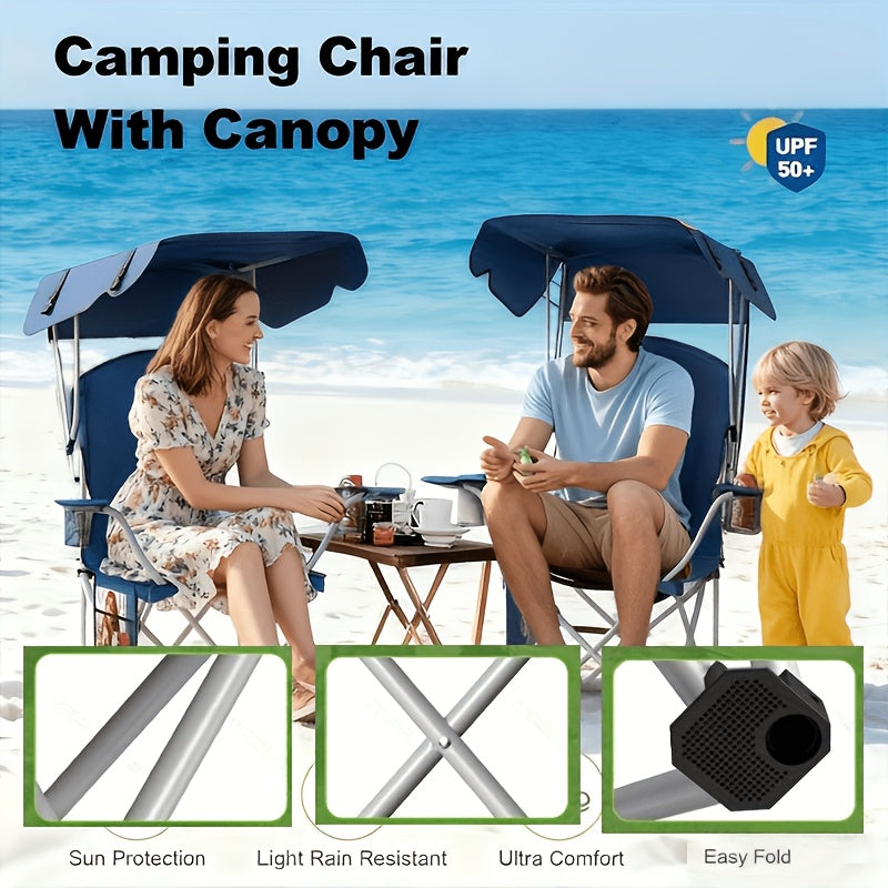Portable Camping Chair with Canopy Folding Outdoor Chair Beach Fishing