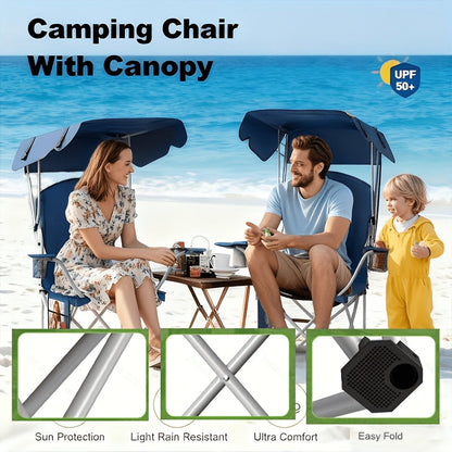 Portable Camping Chair with Canopy Folding Outdoor Chair Beach Fishing