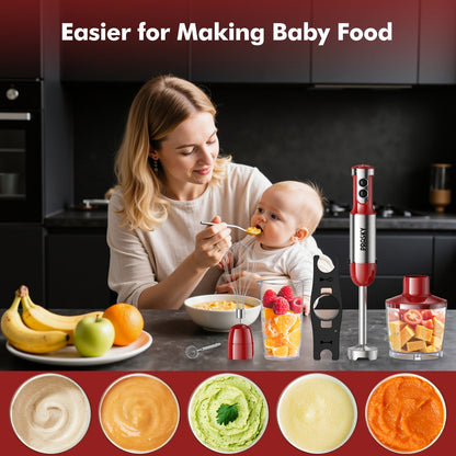 5-in-1 Handheld Stick Blender Immersion Mixer Whisk Chopper Kitchen Set